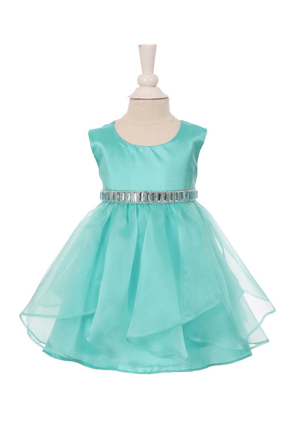 Mint elegant and cute cascade layers organza taffeta dress with detachable rhinestone belt Mint elegant and cute cascade layers organza taffeta dress with detachable rhinestone belt